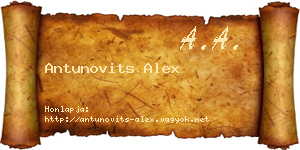 Antunovits Alex névjegykártya