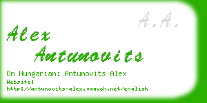 alex antunovits business card
